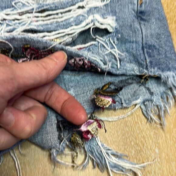 Free People Embroidered Ripped Shorts - Picture 3 of 8